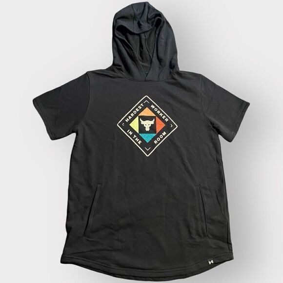 Under Armour Project Rock Hardest Worker Training Black Hoodie Youth size XL New - Picture 3 of 9